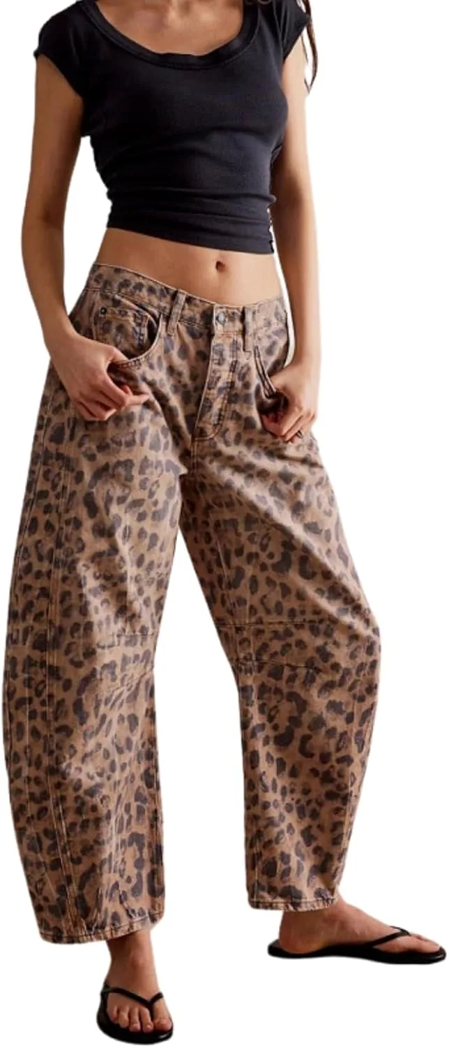 

Брюки Barrel Jeans Women Baggy Boyfriend Cargo Wide Leg High Waist BIVENANT