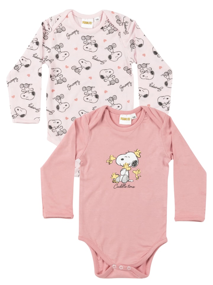 

Комплект из 2 детских боди-комбинезонов с длинными рукавами Peanuts Snoopy, розовый