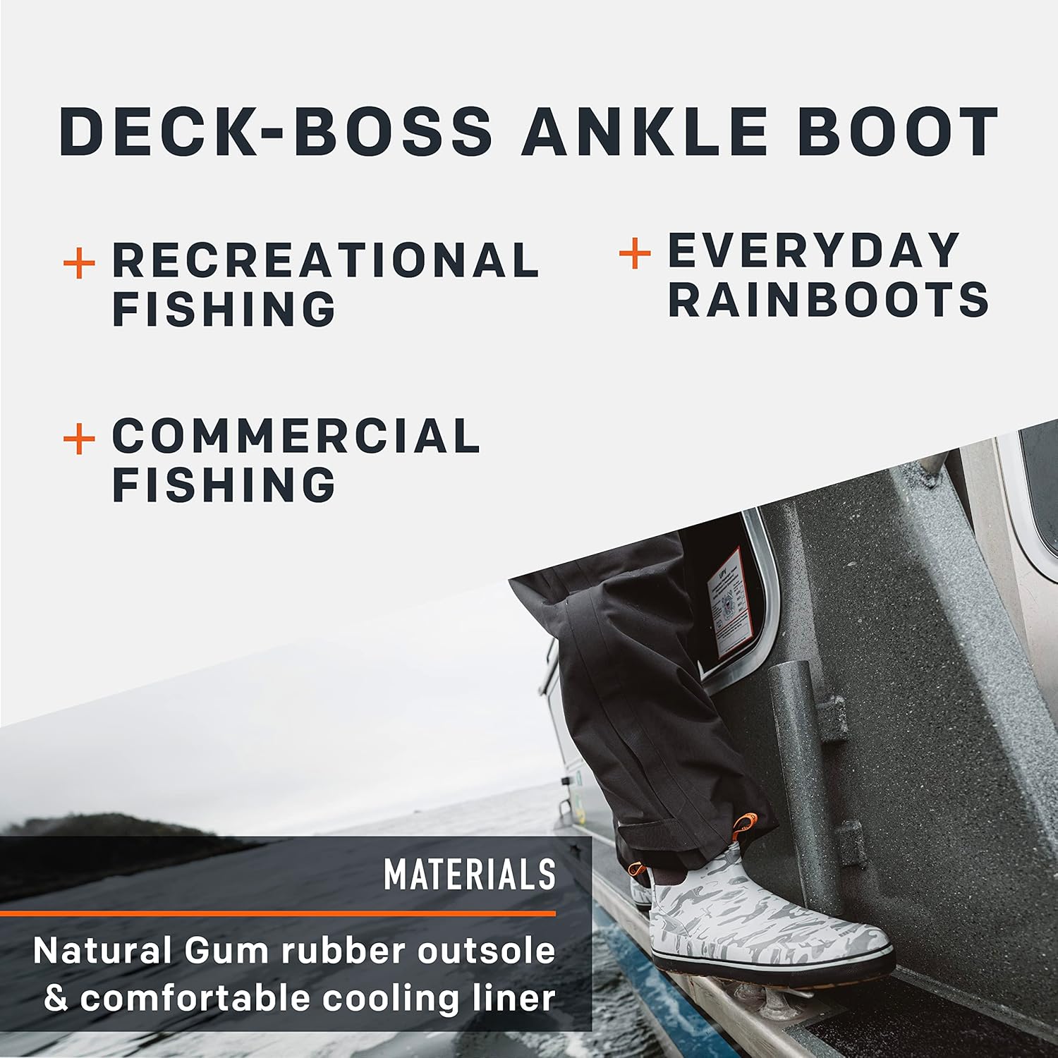 Мужские ботинки Grundens DECK-BOSS, Прочные, водонепроницаемые, темно-коричневый — фото 2