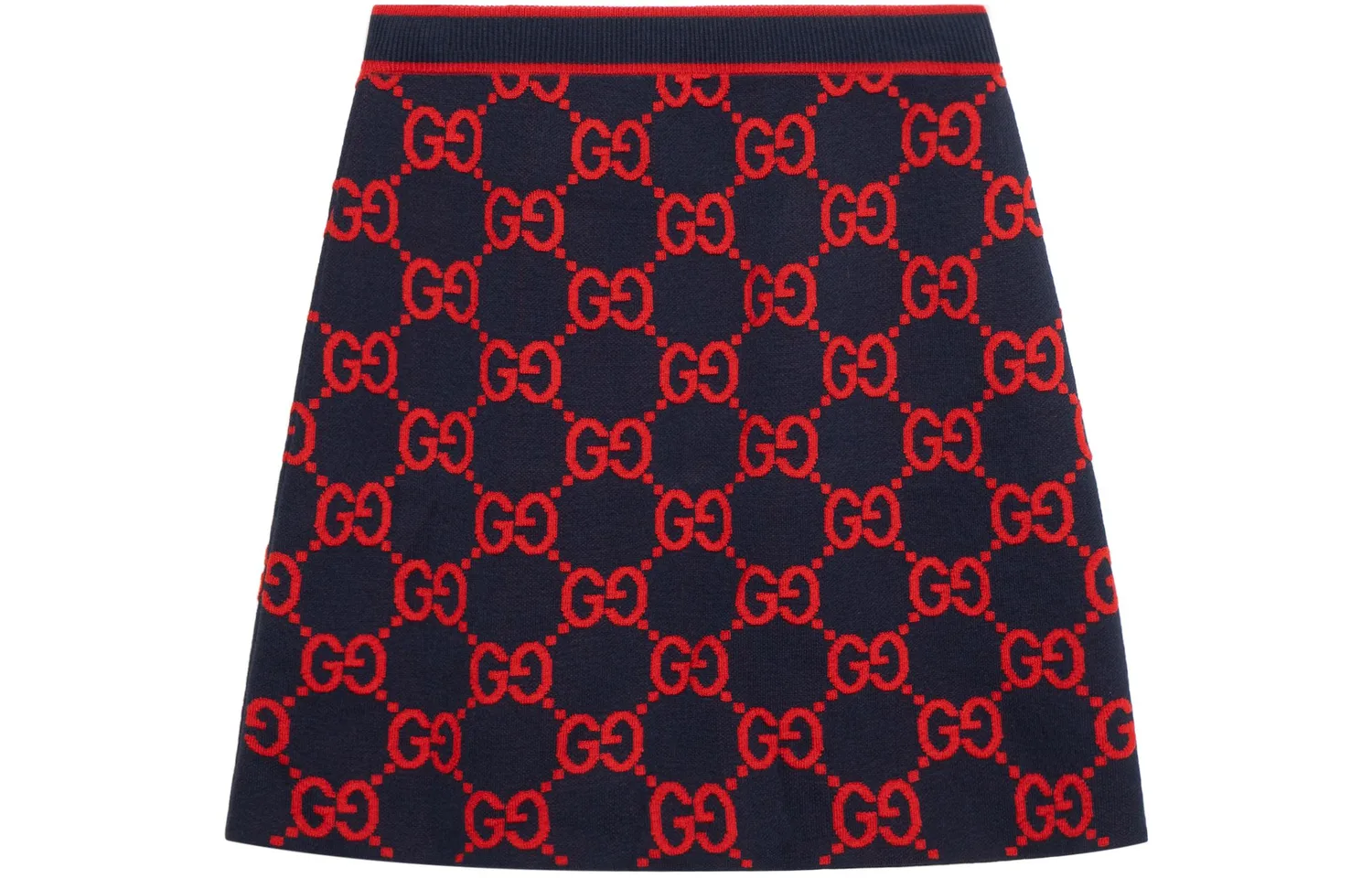 Юбка GUCCI из шерстяного жаккарда, с фактурным плетением, Ink Red Color — фото 4
