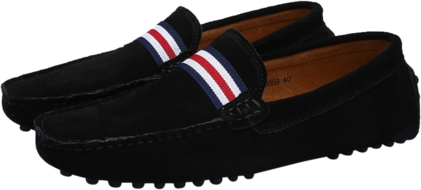 

Мокасины Santimon Mens Penny из замшевой кожи, повседневные, без шнурков, для вождения, свадьбы, выпускного, черный