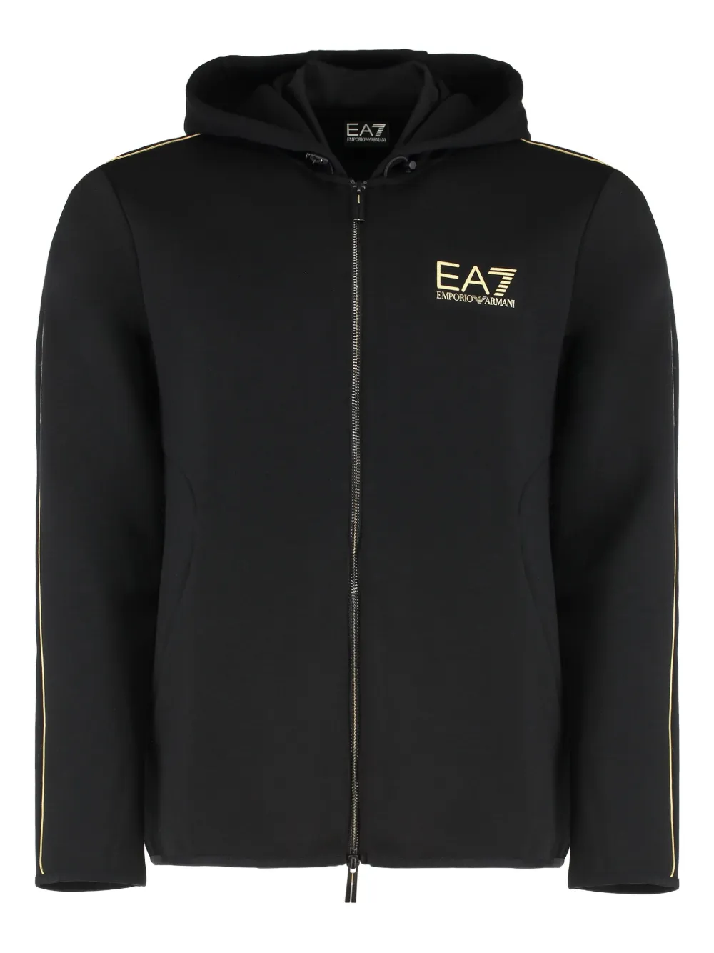 

Худи на молнии с принтом логотипа Ea7 Emporio Armani, черный