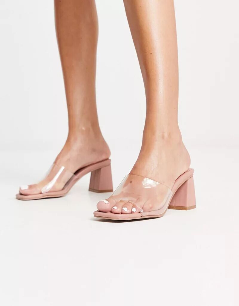 

Мюли на прозрачном каблуке ASOS Hero, Коричневый, Мюли на прозрачном каблуке ASOS Hero