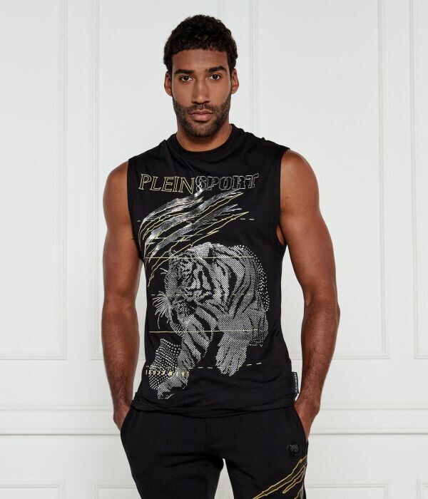 

Майка Plein Sport Regular Fit с принтом тигра, черный