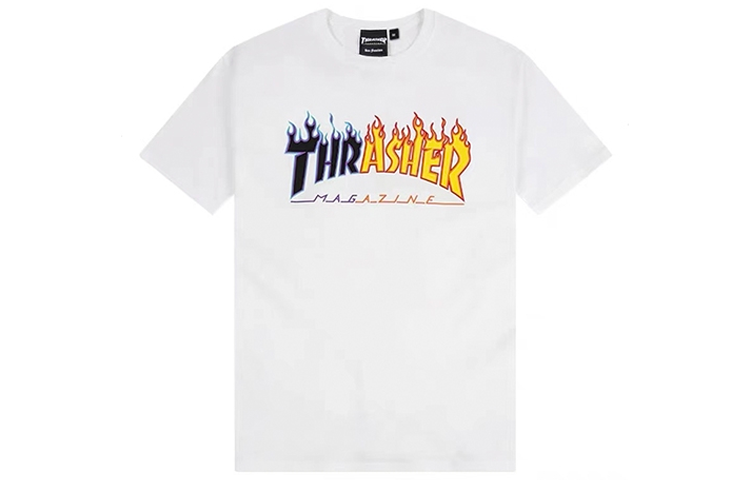 

Thrasher Футболка прямого кроя, японская версия, унисекс, белая
