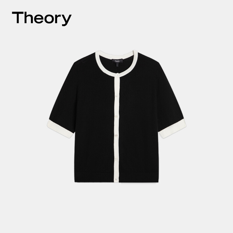 

Кардиган женский Theory с короткими рукавами, слоновая кость / черный
