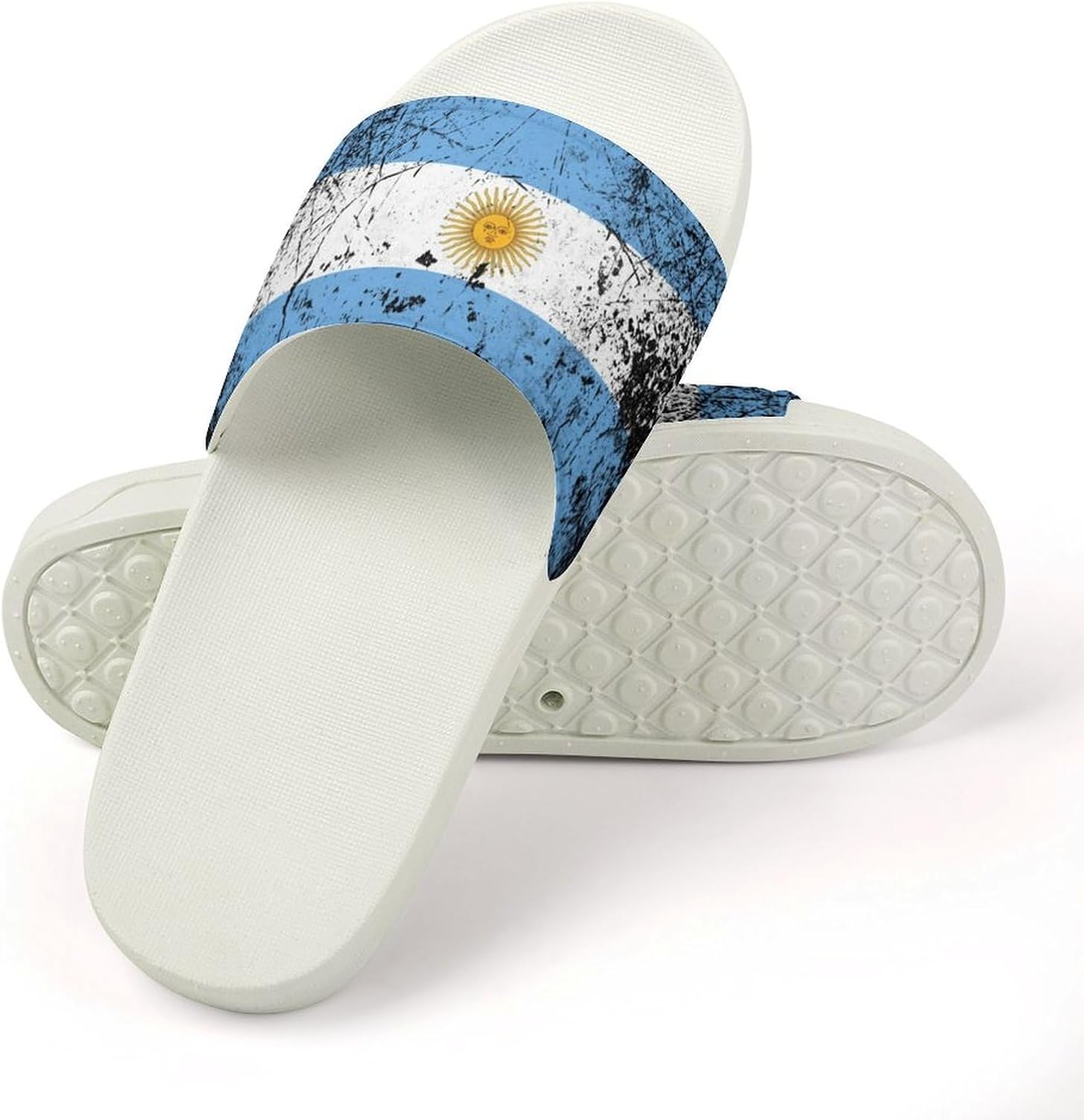 GTABVECT Grunge Texture Argentina Flag Тапочки для душа Домашняя тапочка Быстро высыхающая Нескользящая ванная ванная бассейн Женщина ПВХ, белый — фото 4