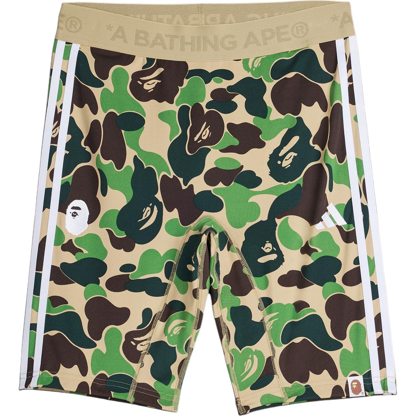 A BATHING APE FB Tights спортивные шорты unisex Adidas, зеленый/темно-зеленый/коричневый