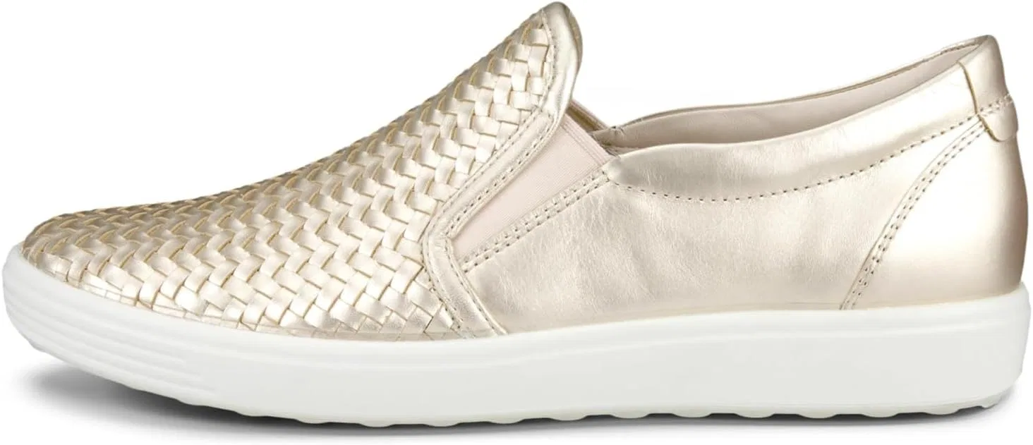 ECCO Женские мягкие 7 плетеные слипоны 2.0, Pure White Gold — фото 4