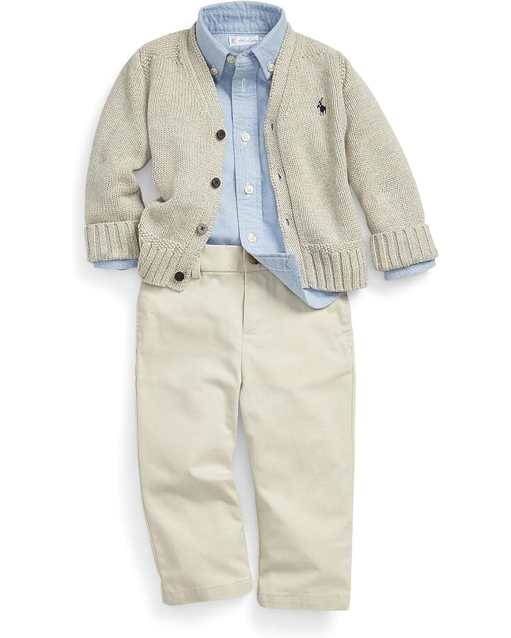 Свитер Polo Ralph Lauren Kids Combed Cotton V-Neck Cardigan, цвет Light Sport Heather — фото 3