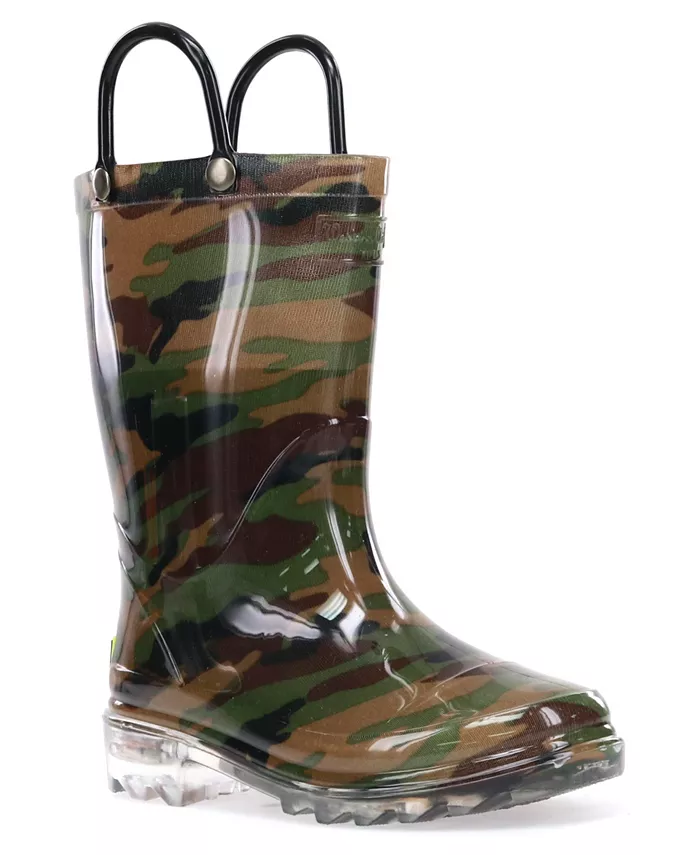 Детские и мальчиковые дождевые сапоги с подсветкой Camo Western Chief, зеленый — фото 2