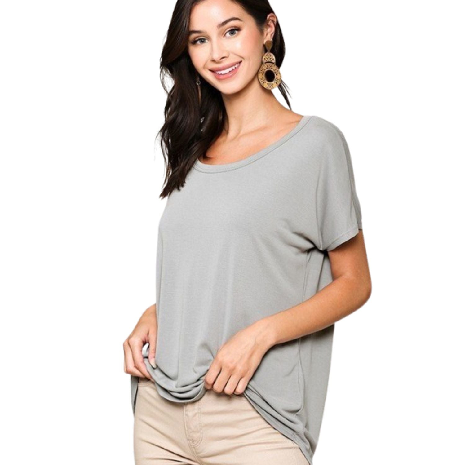 

Топ Cupro Solid с круглым вырезом FASHNZFAB, серебряный