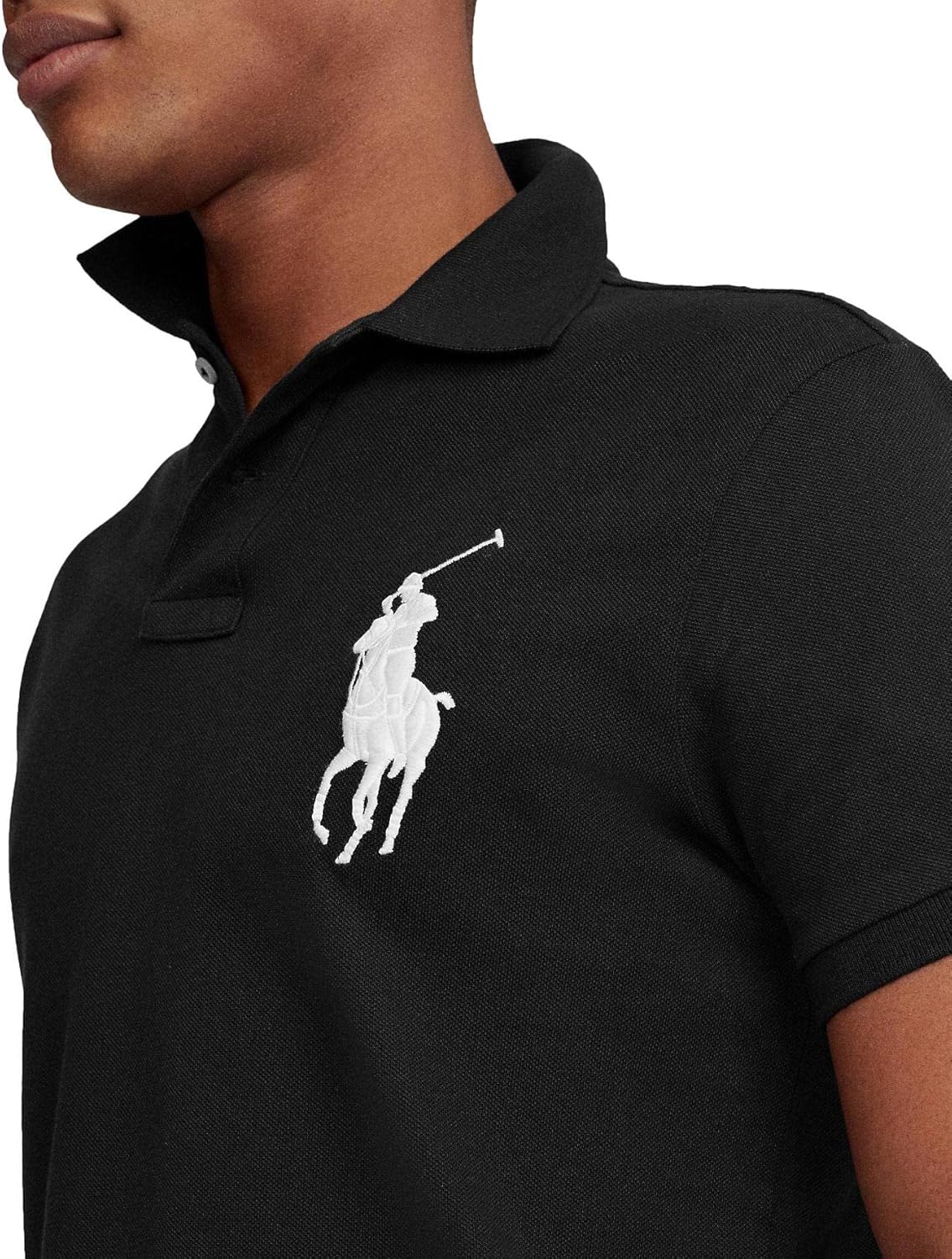 POLO RALPH LAUREN Мужская классическая футболка-поло Big Pony с сетчатой тканью, Ralph Lauren Black — фото 2