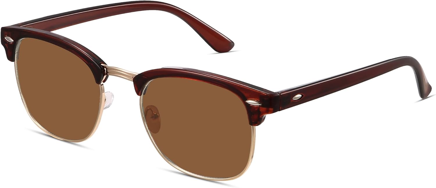 

Солнцезащитные очки livho без оправы, модные, поляризованные, для мужчин и женщин, ретро-солнцезащитные очки для мужчин и женщин 2025, полуободковые очки с защитой от УФ-излучения, Brown With Gold Rim/Brown