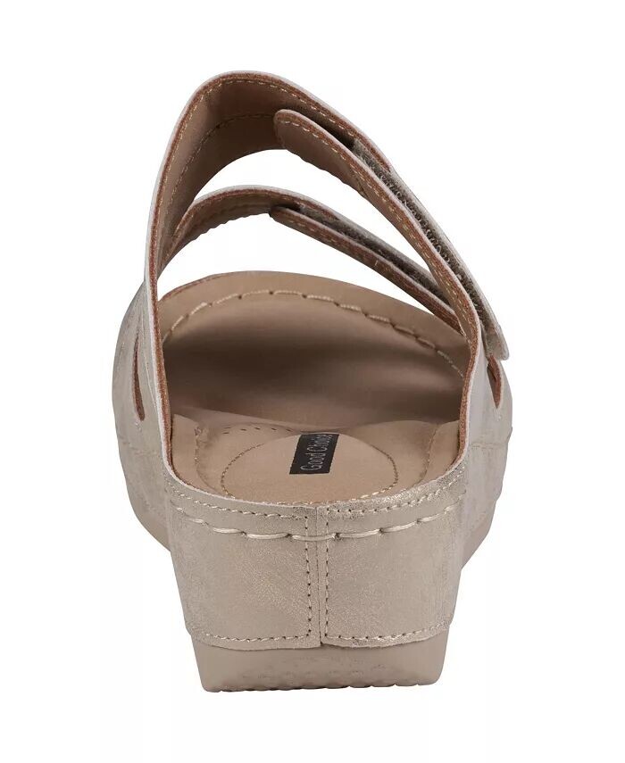 Женские босоножки на танкетке с двумя ремешками Havana GC Shoes, желтый — фото 3