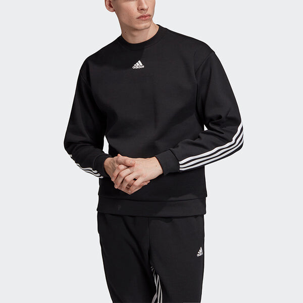 Толстовка adidas M Mh 3s Crew Casual Sports Solid Color Round Neck Black, черный — фото 3