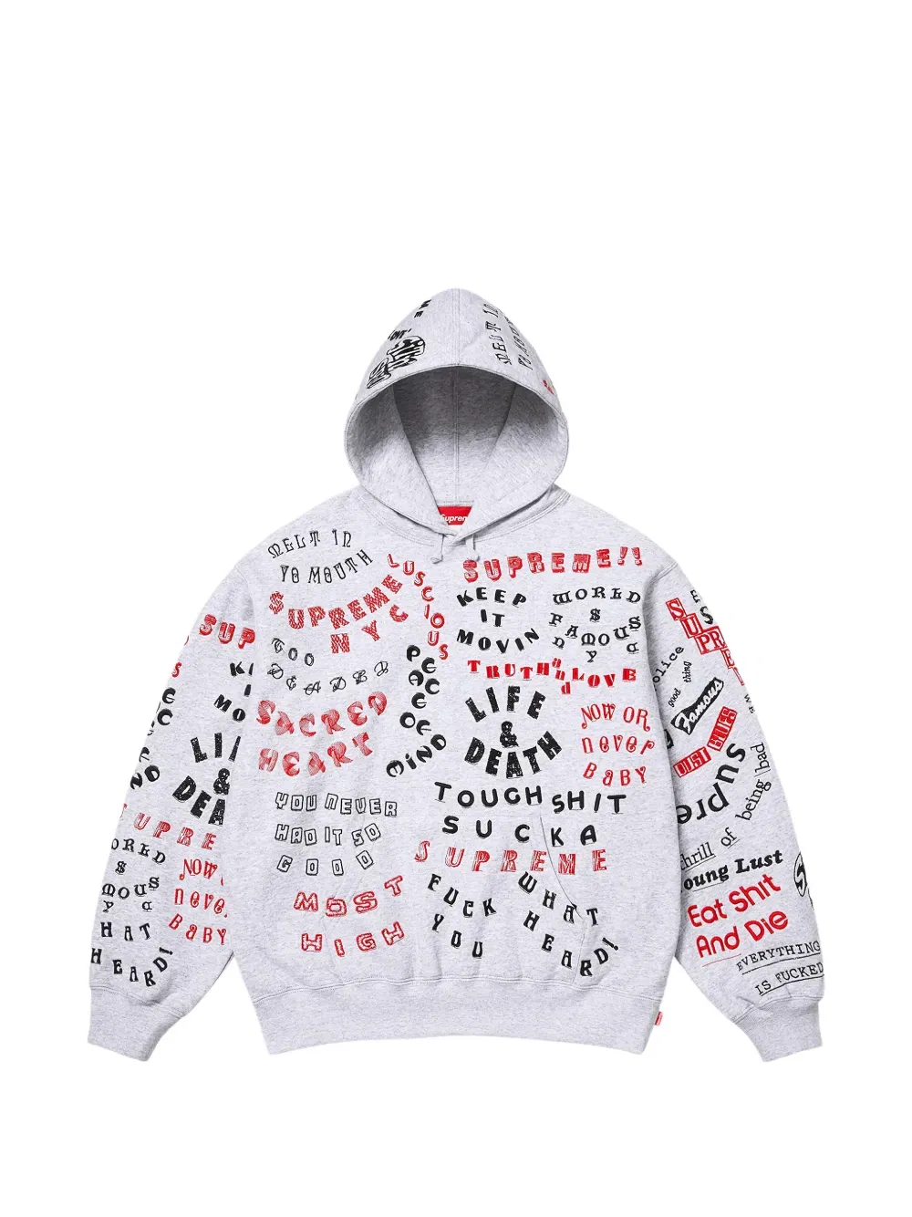 Худи с графическим принтом Too deadly Supreme, серый