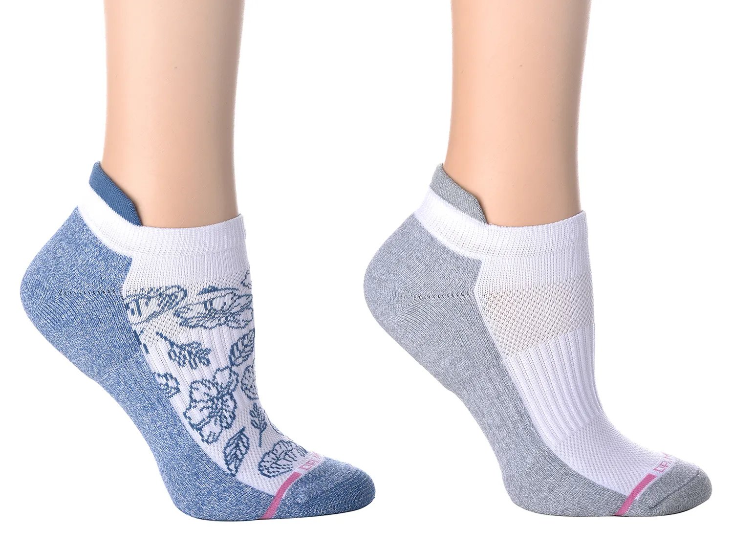 

Носки Dr. Motion Floral & Solid Women's No Show Socks - 2 Pack, синий/белый