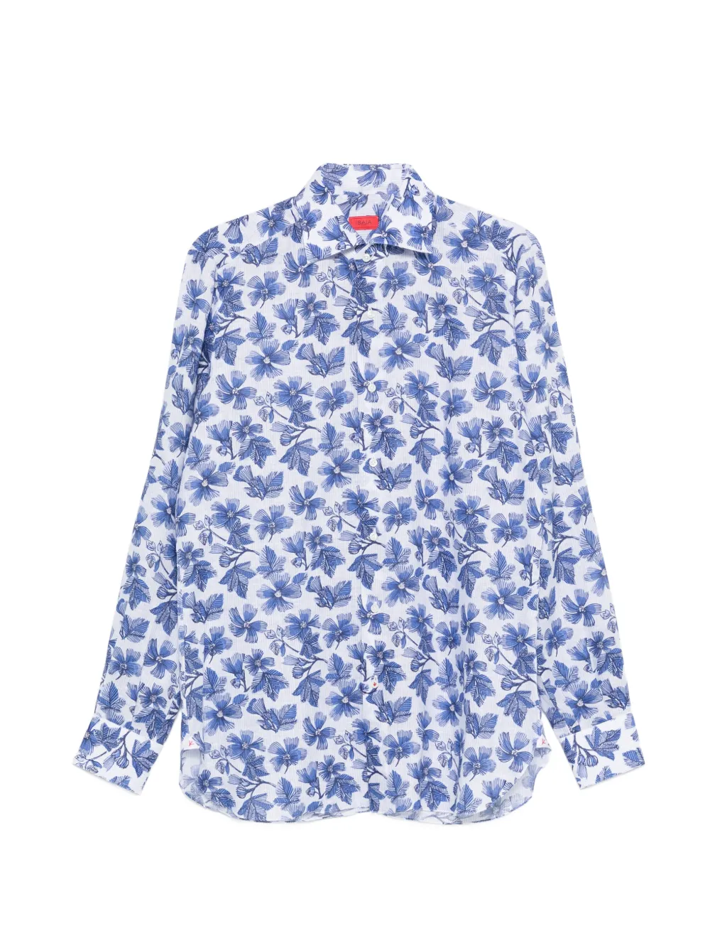 

Рубашка с длинными рукавами и цветочным узором Isaia, белый