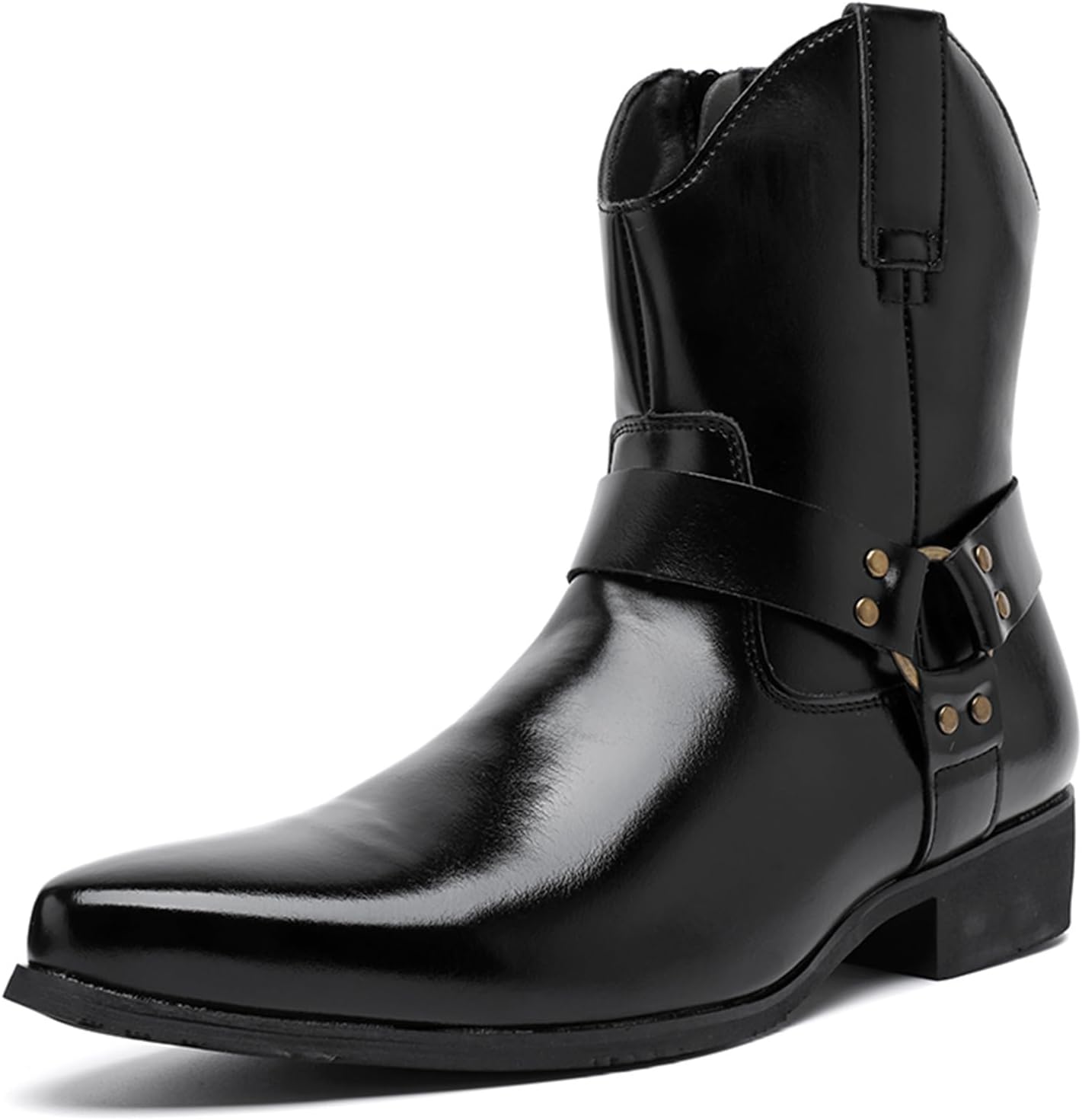 

Мужские настоящие кожаные ботинки-Челси на низком грубом каблуке, с пряжкой на ремне, боковой молнией, повседневные ретро, мягкие, легкие ботинки-чанка до щиколотки для офиса, свадеб, вечеринок и деловых встреч Tixewsjh, черный