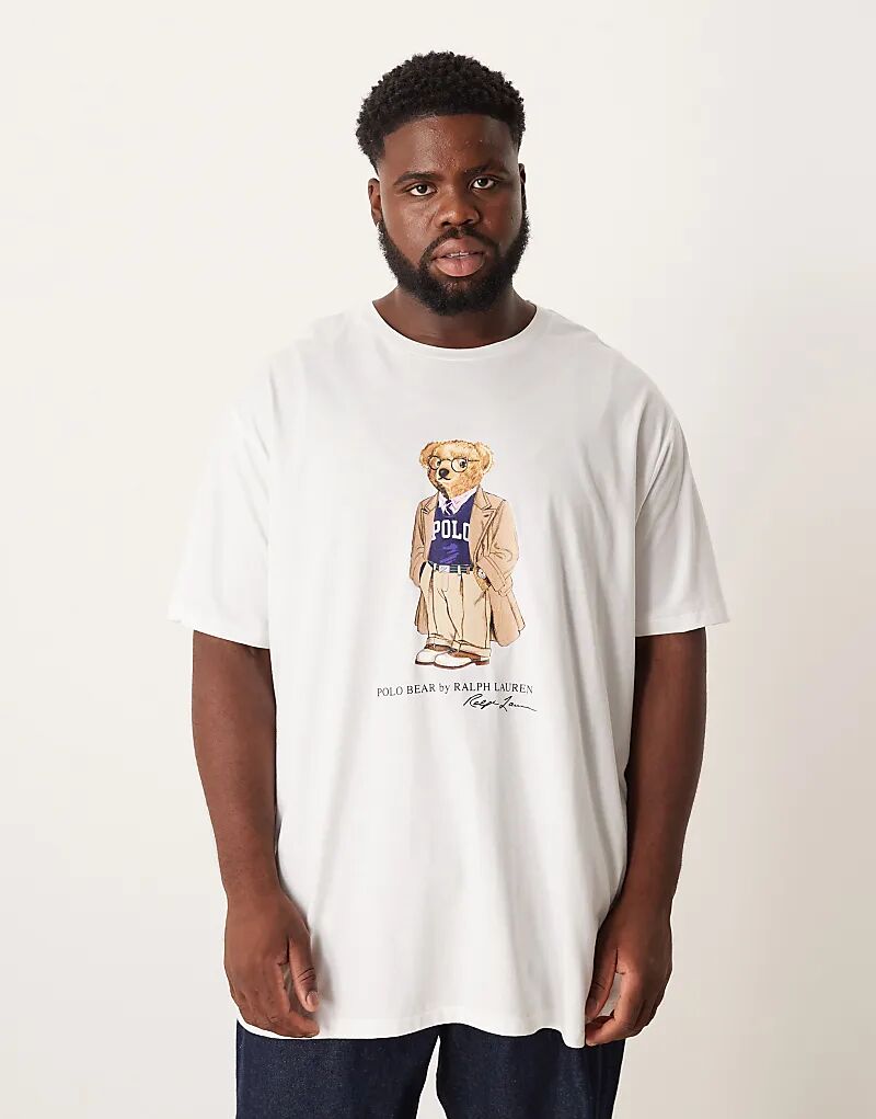 

Футболка Polo Ralph Lauren Big & Tall с принтом медведя, классического кроя, белого цвета