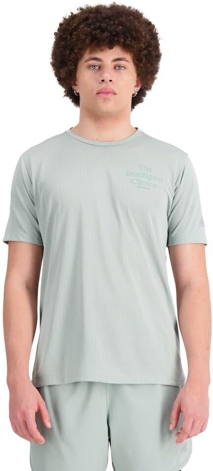 

Футболка New Balance Mens Impact Run с коротким рукавом 22, Juniper Heather