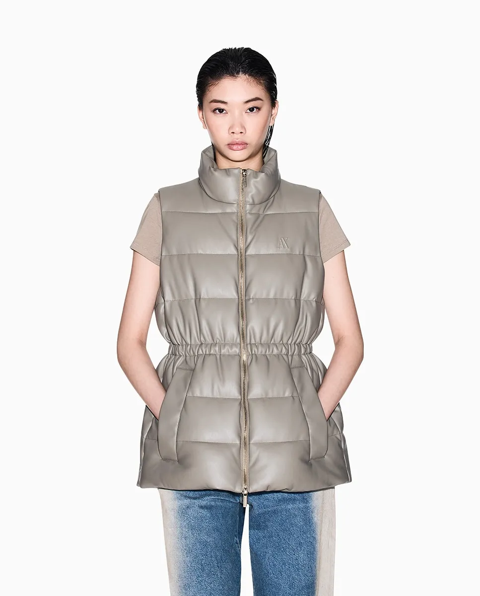 

Женский жилет из стеганой искусственной кожи Armani Exchange, серо-коричневый