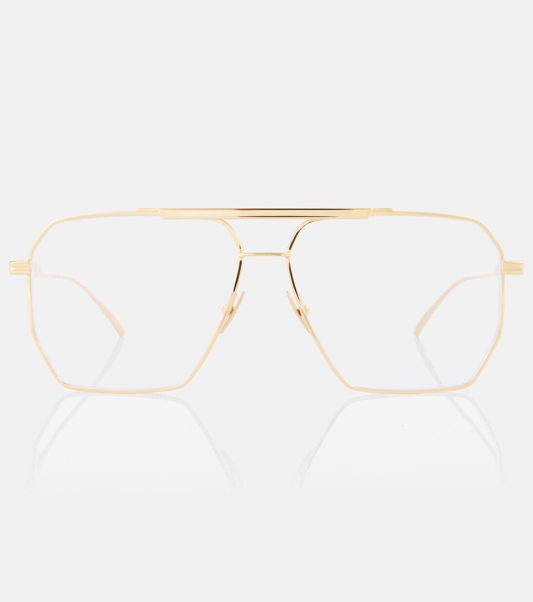 

Классические очки-авиаторы Bottega Veneta, цвет gold-gold-transparent