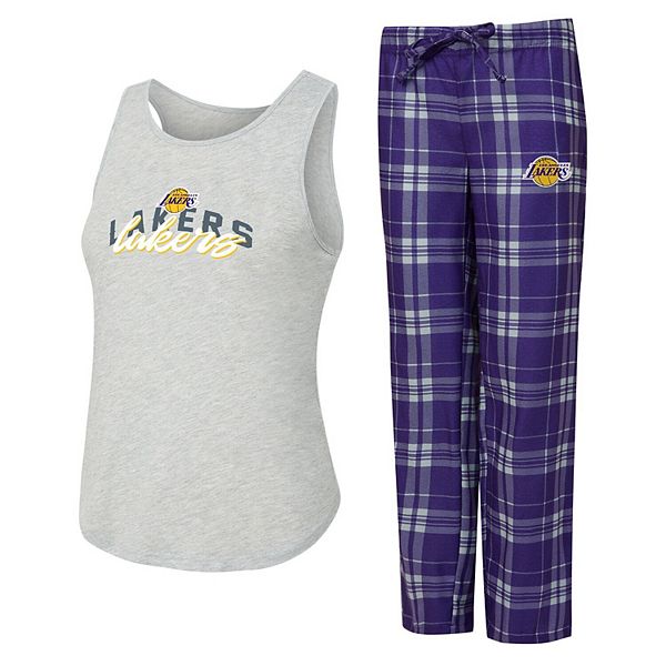 

Женский сет regulate: топ и брюки concepts sport в цвете purple/heather gray los angeles lakers Unbranded