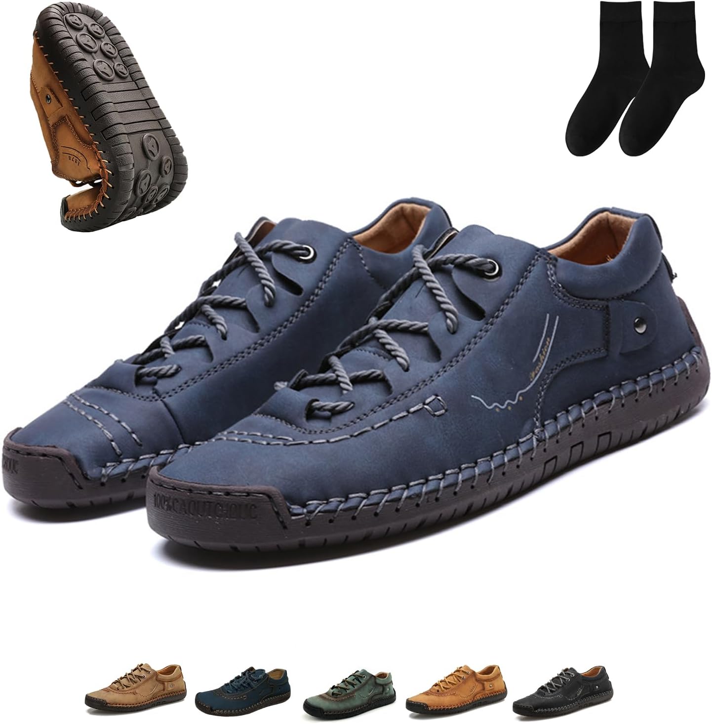 

Мужские повседневные туфли-лоферы, прогулочные туфли, легкие ручной работы, кожаные туфли на шнуровке, светлые балетки и работы в офисе Generic, синий