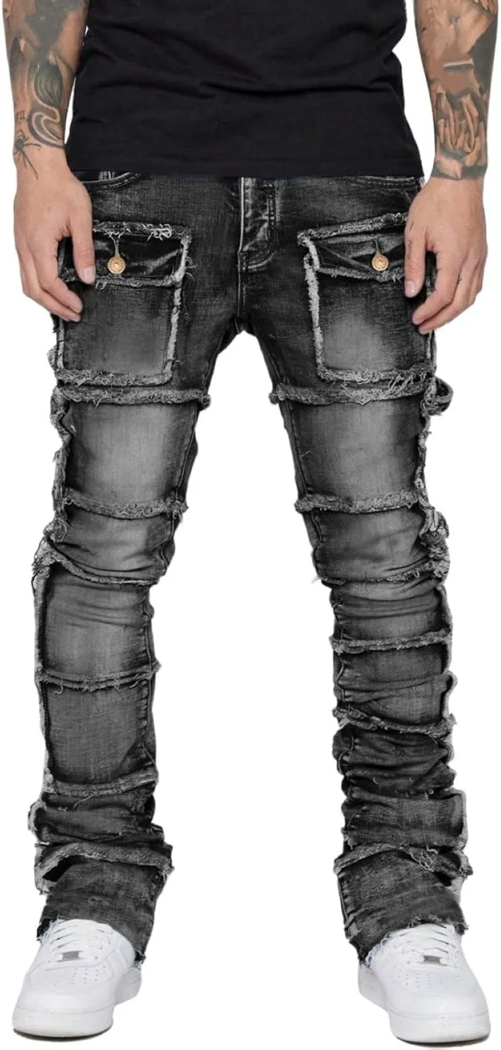 Джинсы карго, облегающие, Black