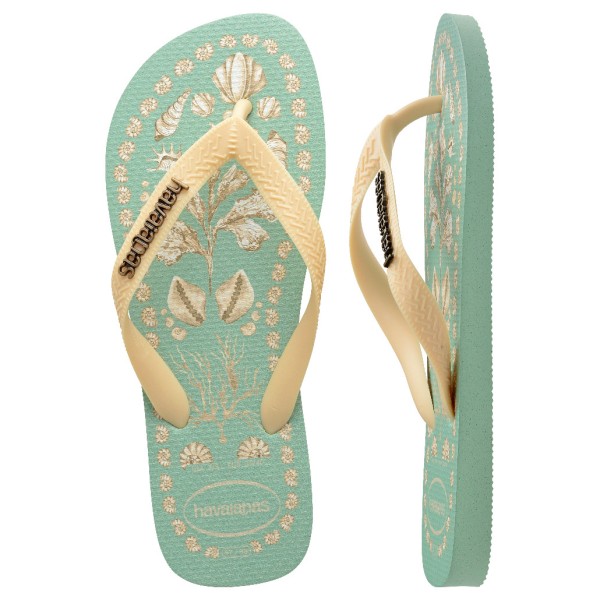 Женский топ в тропическом стиле - сандалии Havaianas, Peach — фото 4