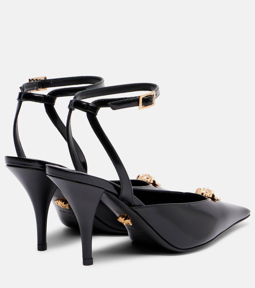 Кожаные туфли лодочки La Medusa 85 Versace, Black -  Versace Gold — фото 2
