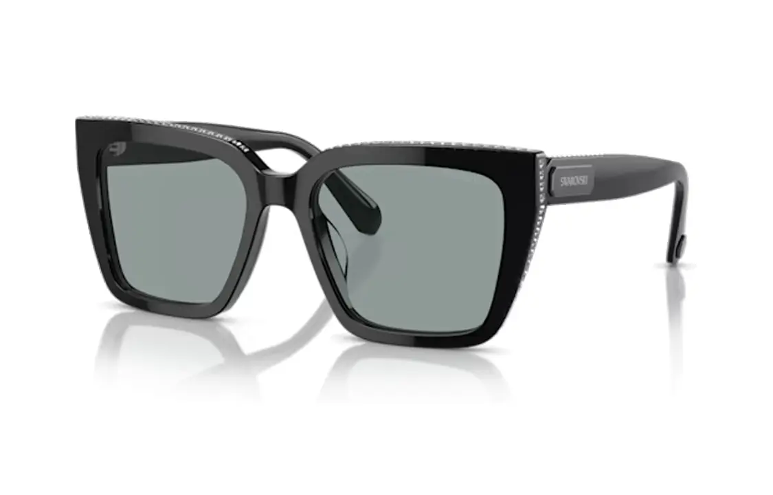 

Swarovski Ацетатные солнцезащитные очки неправильной формы женские черные, Black