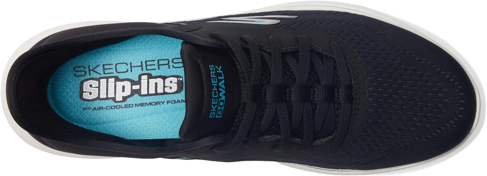 Кроссовки SKECHERS Performance Go Walk 7 Valin Hands Free Slip-Ins, цвет Black/Aqua — фото 2