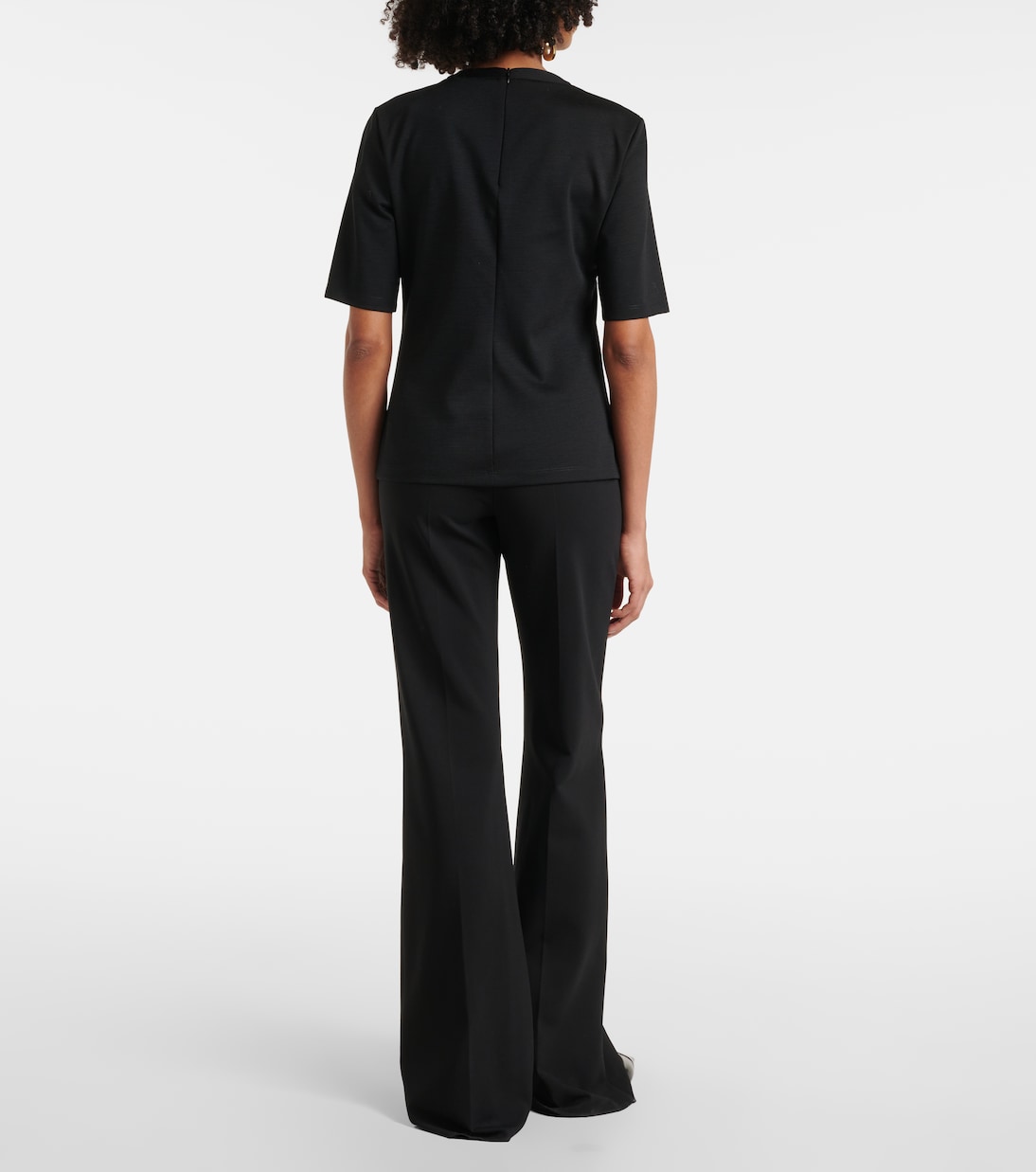 Футболка из шерсти с вышивкой Питера Max Mara, Nero — фото 3