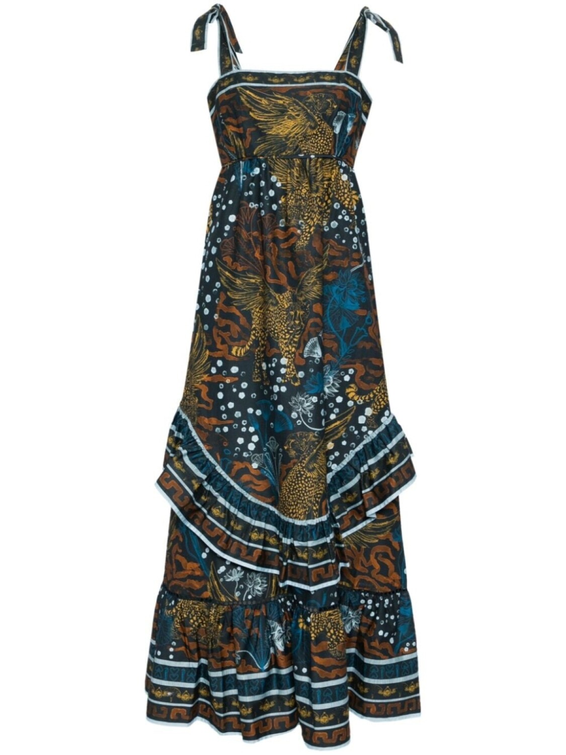 

Платье макси Marchesa Rosa Flying Cheetah, синий
