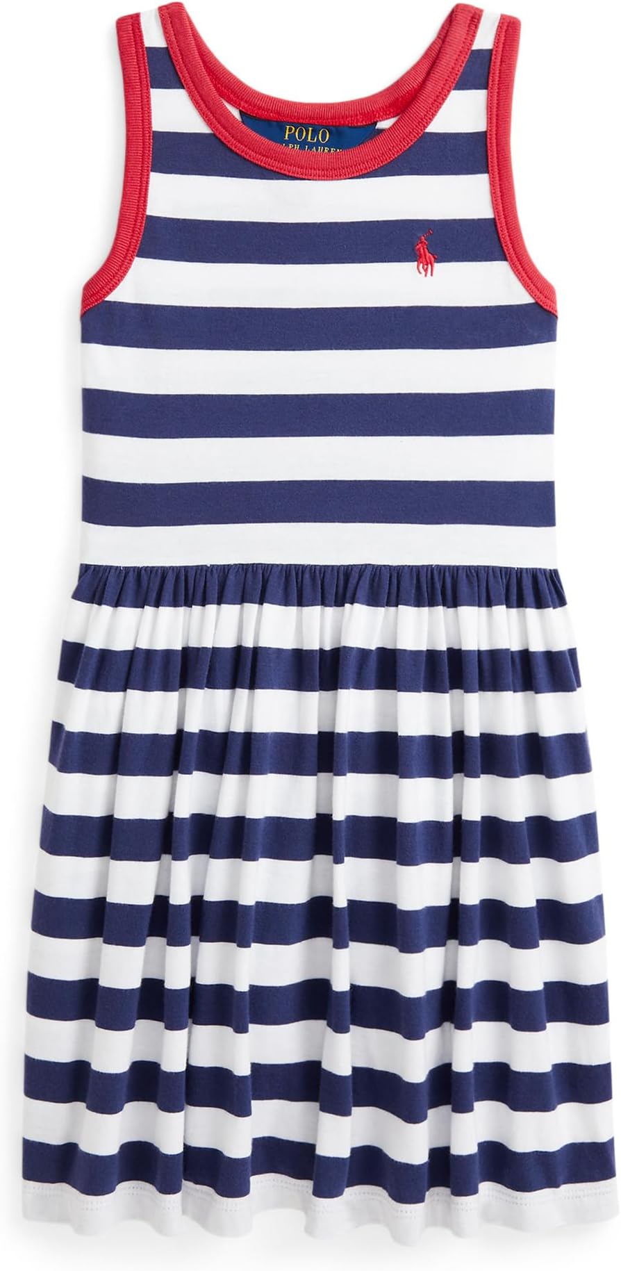 

Платье Polo Ralph Lauren Kids Striped Cotton Jersey Dress, цвет Boathouse Navy/White