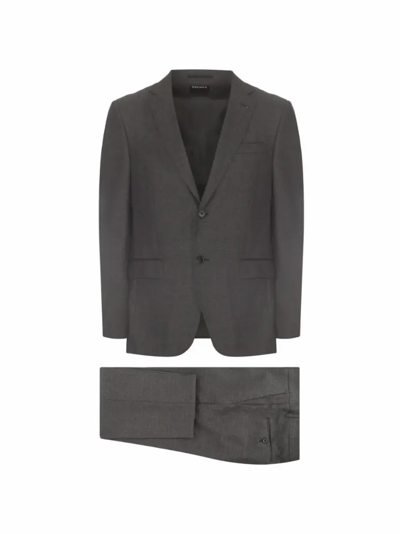 

Шерстяной костюм в клетку Zegna, серый