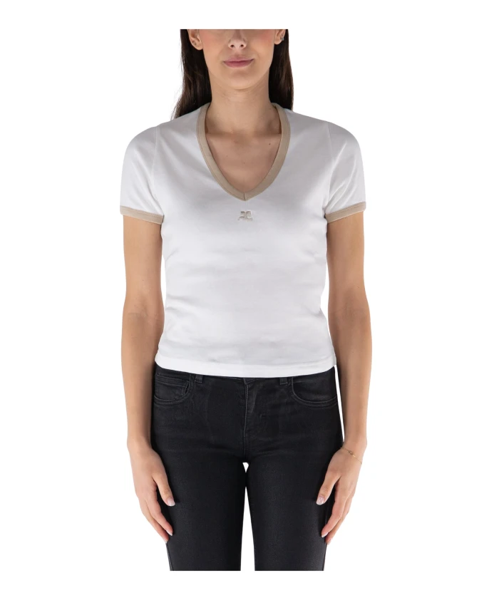 

Футболка с контрастным V-образным вырезом Courrã¨Ges, белый