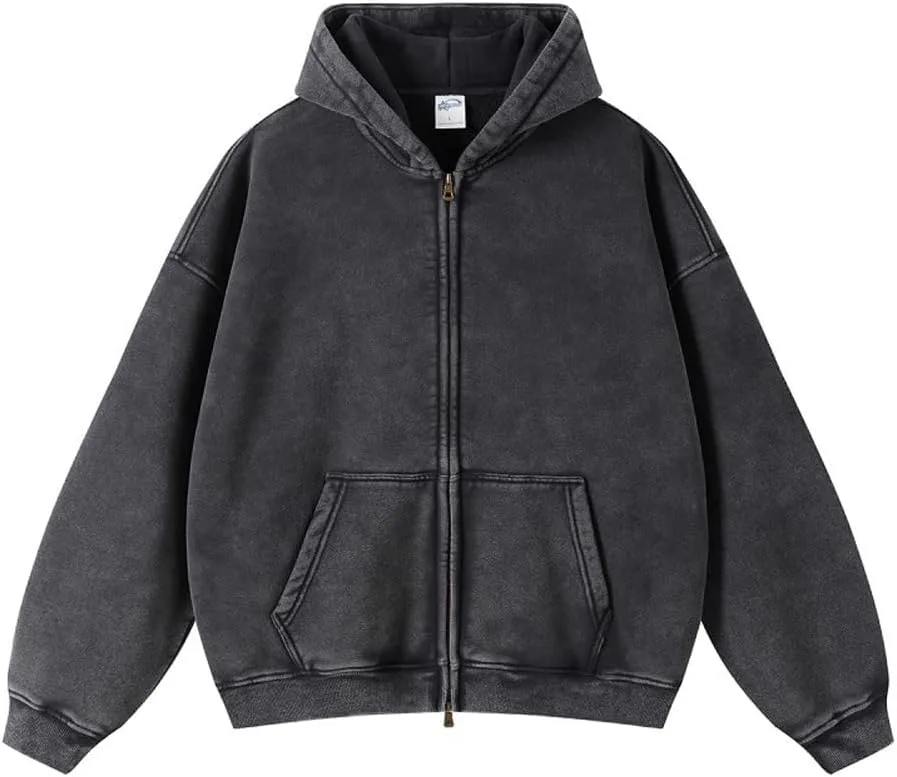 

Мужской оверсайз худи Mi Bo Tong с кислотной стиркой и карманом