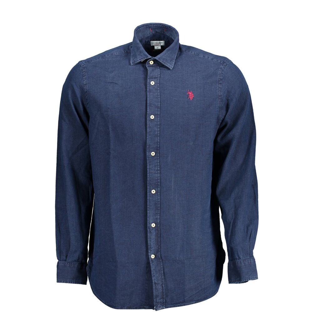

Синяя хлопковая мужская рубашка U.S. Polo Assn.