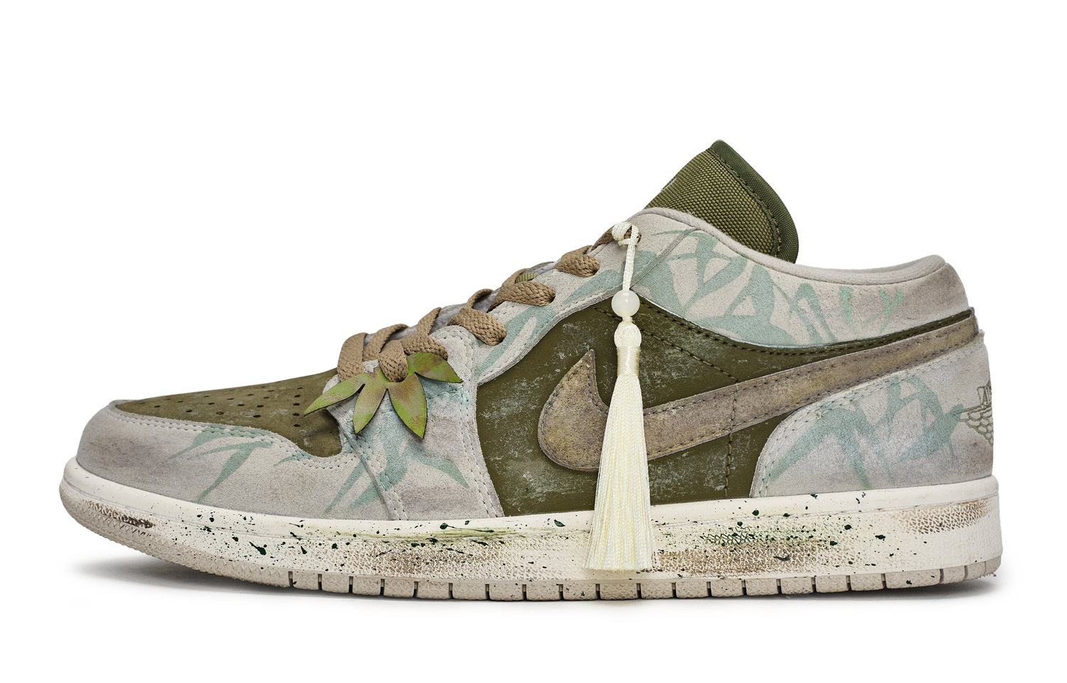 

Jordan Air 1 811 Manufacturing, Bamboo Leaf Interval Low top Vintage Basketball Shoes Unisex Gray Green