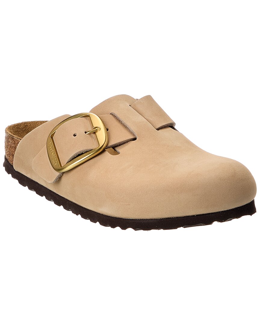 Бостон узкие мюли из кожи с большой пряжкой Birkenstock, нейтральный