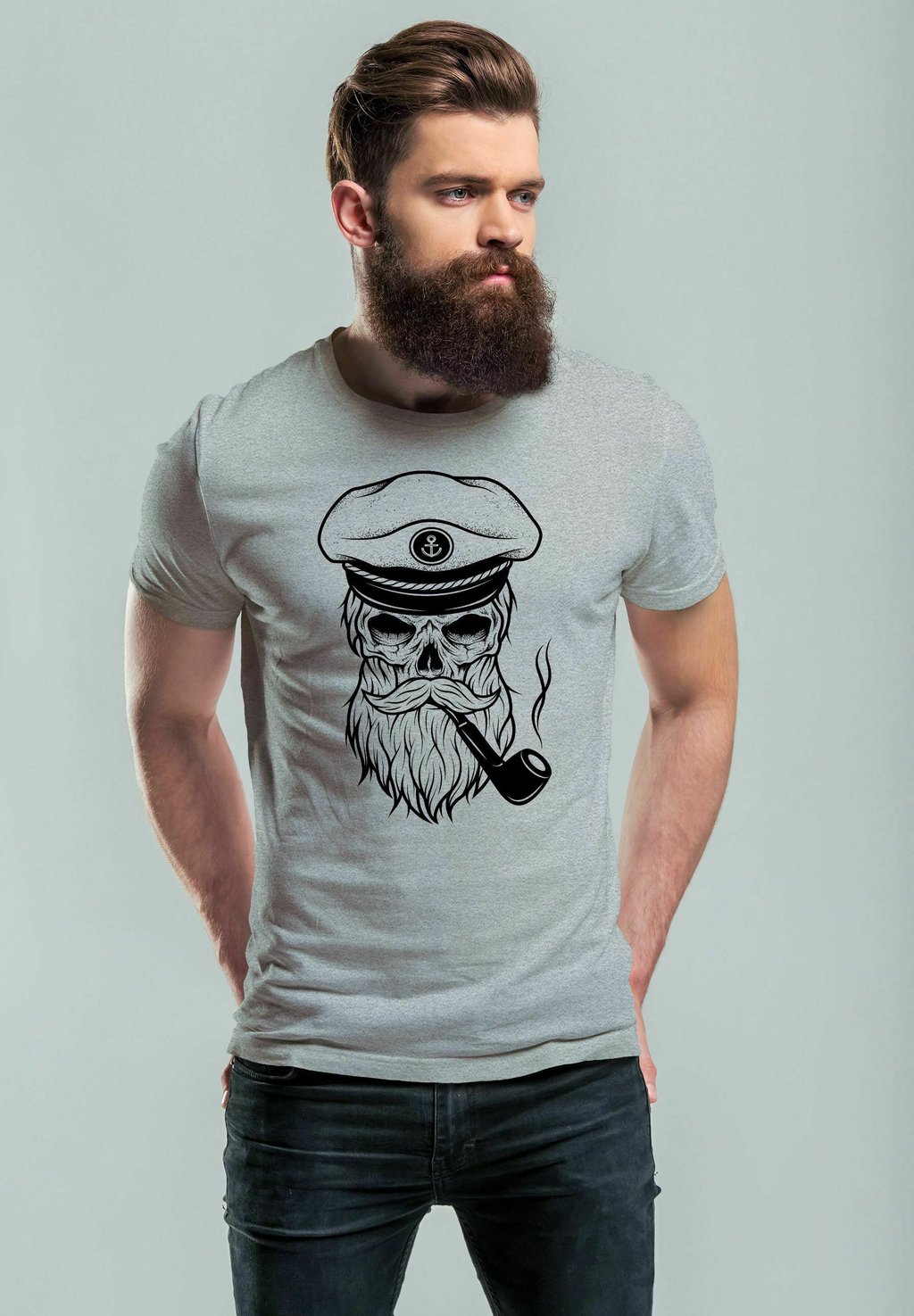 

Футболка с принтом TOTENKOPF KAPITÄN HIPSTER Neverless, цвет grau