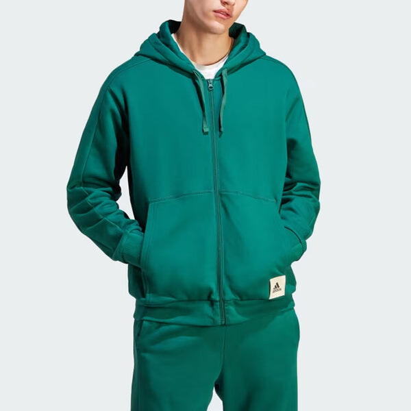 Куртка для отдыха, толстовка из французского трикотажа с застежкой-молнией Adidas, зеленый — фото 2