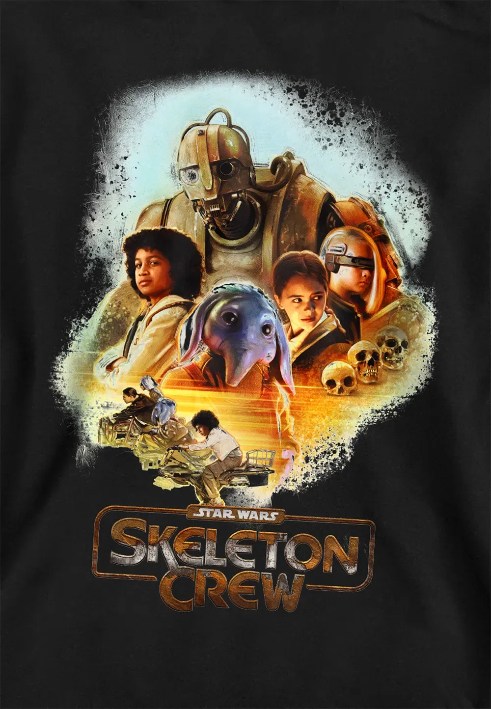 Детская худи Star Wars: Skeleton Crew Racing Group, черная, Disney, черный — фото 2