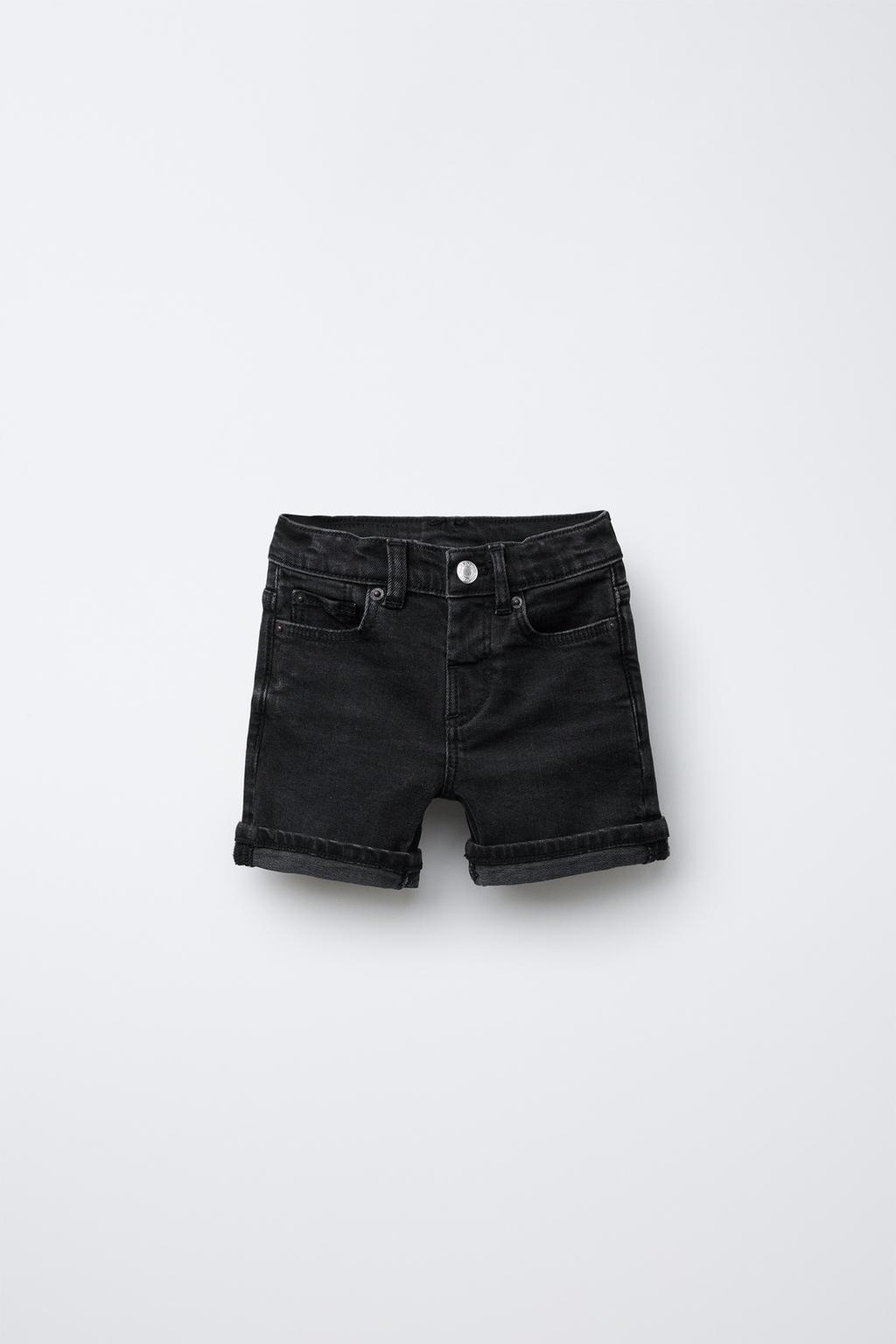 

Обычные джинсовые шорты-бермуды ZARA, черный