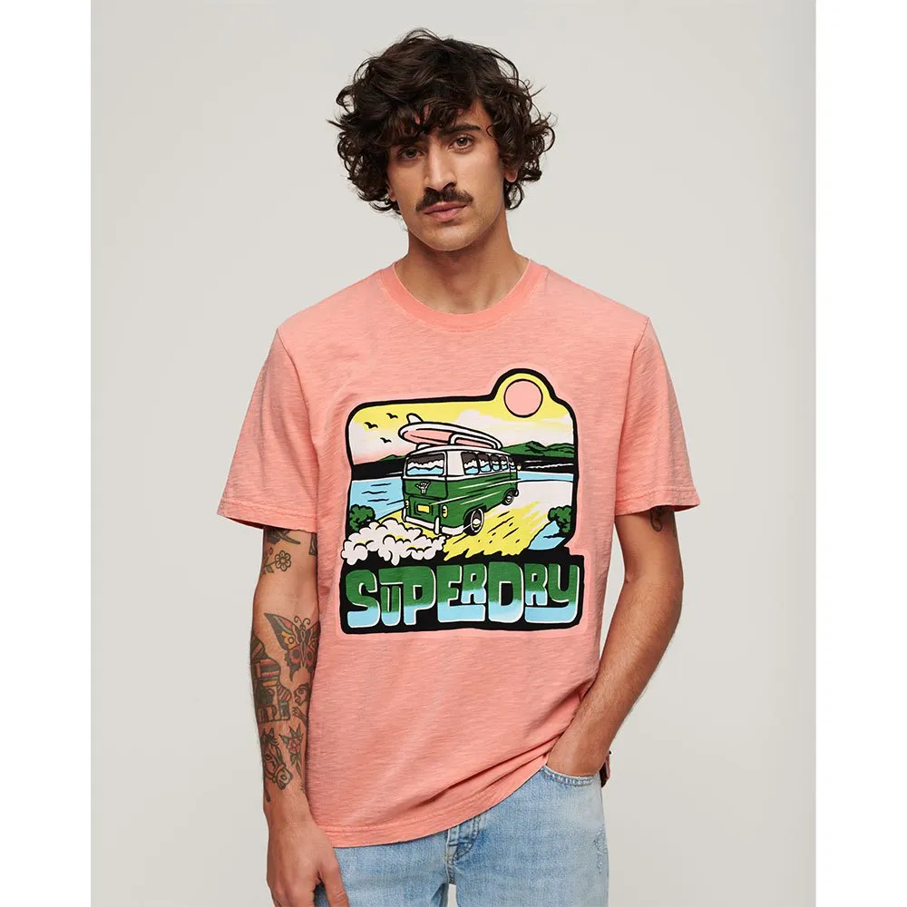 Футболка Superdry Neon Travel Graphic Loose, оранжевый — фото 3