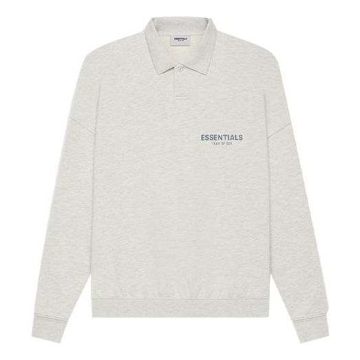 

Рубашка ss21 long sleeve french terry polo shirt 'light heather oatmeal' Fear Of God Essentials, серый